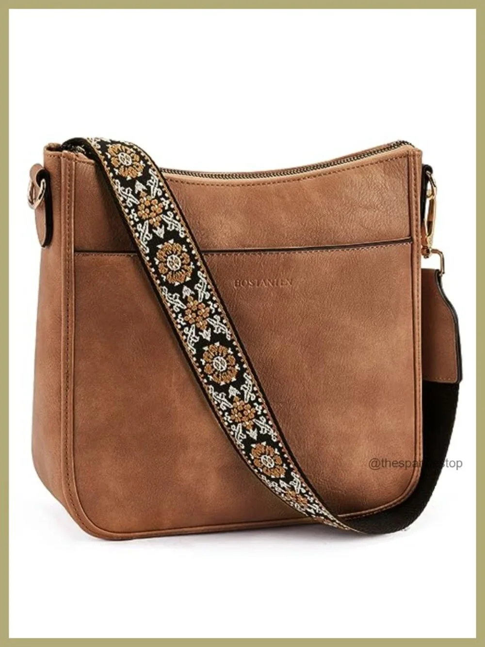Vegan Leather Hobo Crossbody Bag with Adjustable Guitar Strap